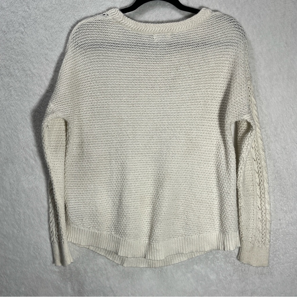 Old Navy Women's Cable Knit Sweater Cotton Blend Lightweight Cream Size Medium - Picture 2 of 10